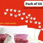 50pcs Acrylic Mirror Heart Stickers